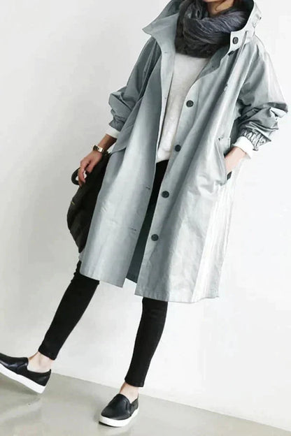 Women’s Oversized Rain Jacket Hooded Longline Coat
