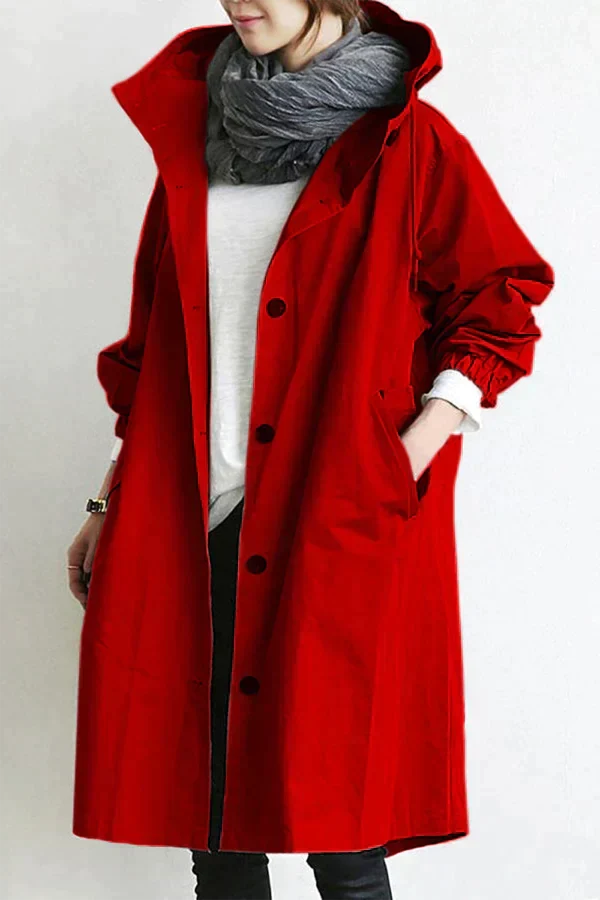 Women’s Oversized Rain Jacket Hooded Longline Coat