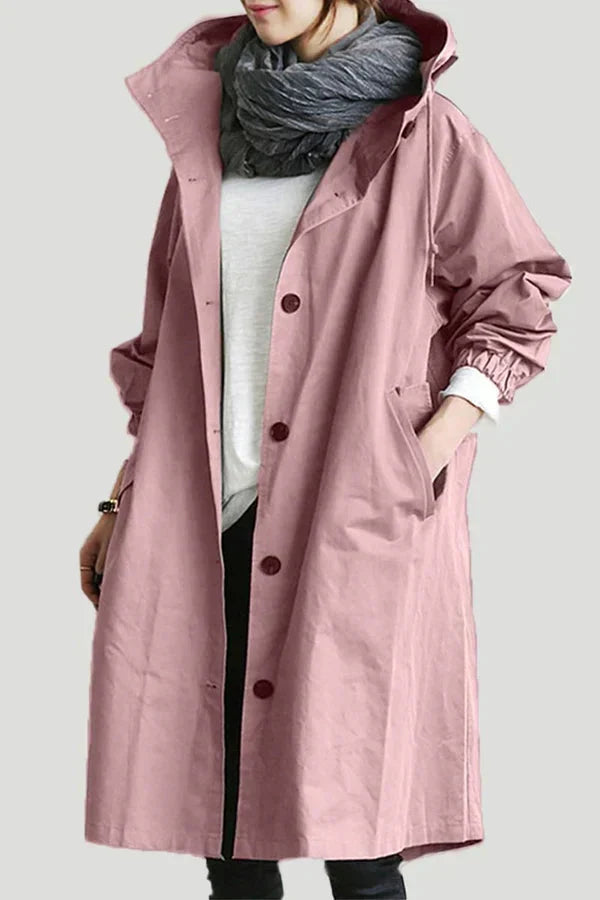 Women’s Oversized Rain Jacket Hooded Longline Coat