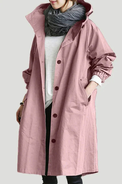 Women’s Oversized Rain Jacket Hooded Longline Coat