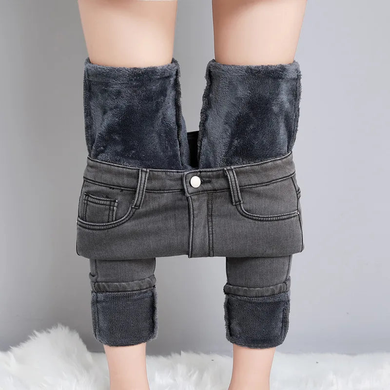 Warme Dehnbare Thermojeans Für Damen, Bequeme Winterkleidung Mit Taschen, Jeans Damen-4
