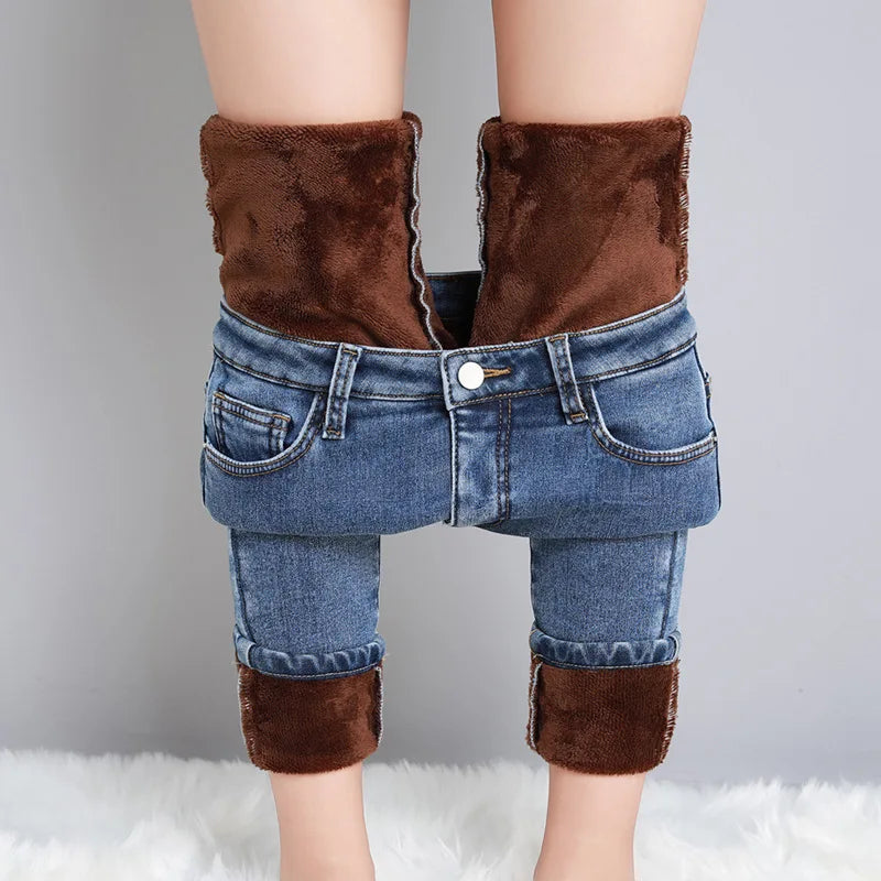 Variant image for Warme Dehnbare Thermojeans Für Damen, Bequeme Winterkleidung Mit Taschen, Jeans Damen-41