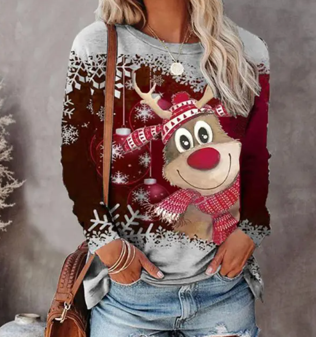 Women’s Cozy Deer Christmas Jumper Warm & Festive Holiday