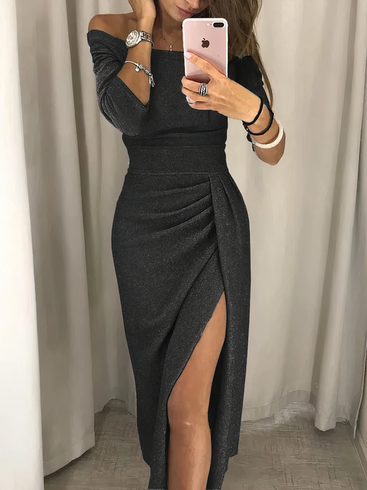 Verführerisches Damen Bleistiftkleid – schulterfrei mit Pailletten, für festliche Anlässe 0
