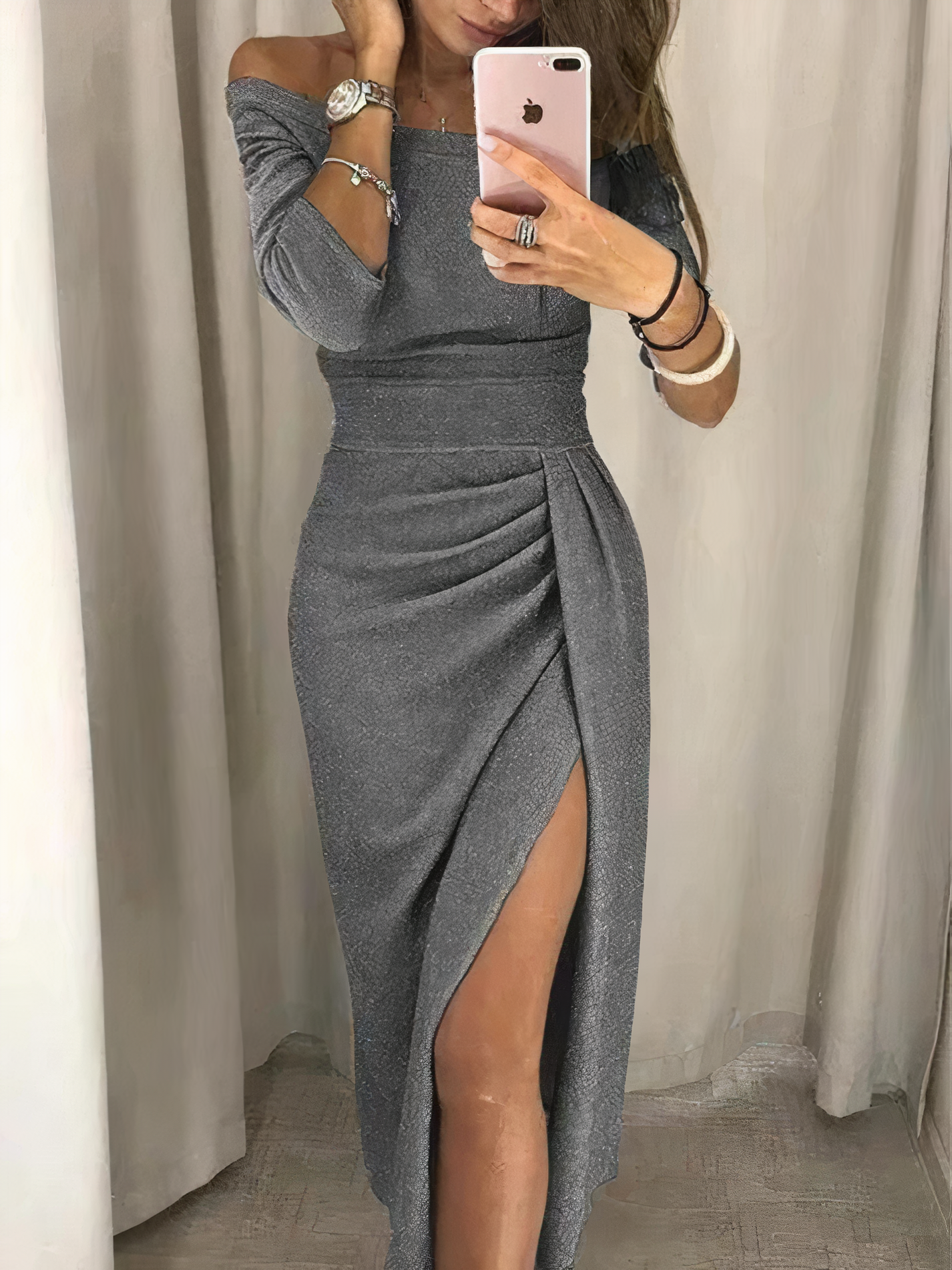 Verführerisches Damen Bleistiftkleid – schulterfrei mit Pailletten, für festliche Anlässe 1