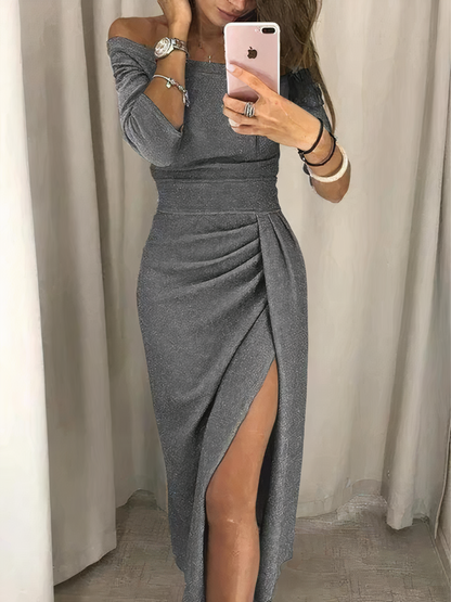 Verführerisches Damen Bleistiftkleid – schulterfrei mit Pailletten, für festliche Anlässe 1