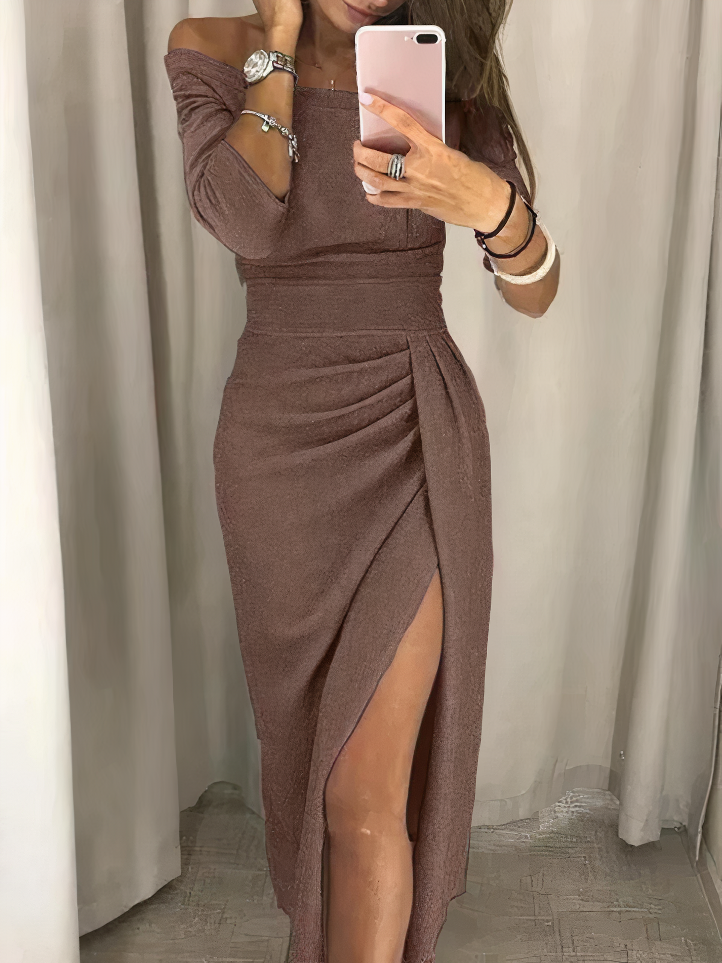 Verführerisches Damen Bleistiftkleid – schulterfrei mit Pailletten, für festliche Anlässe 3