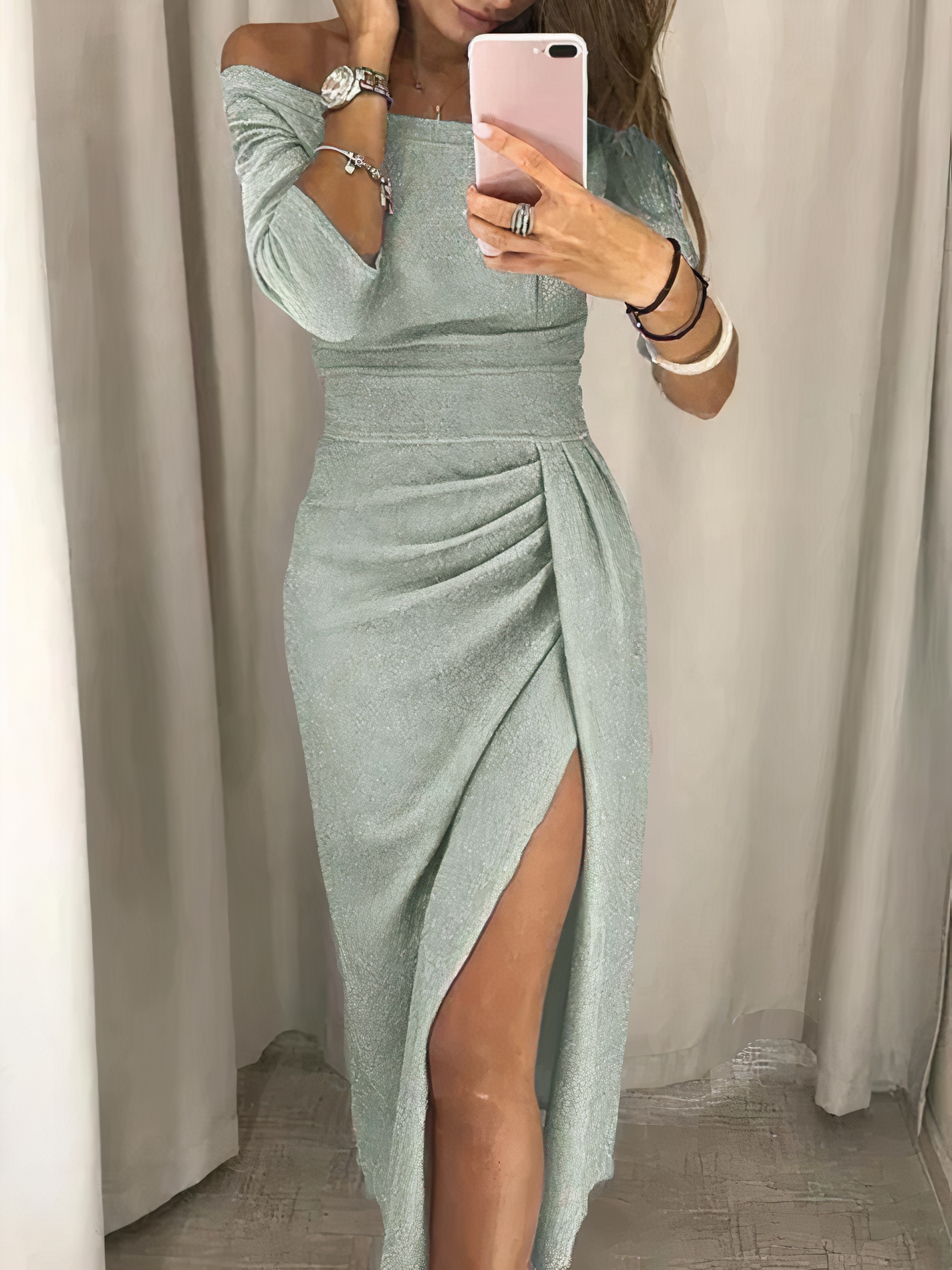 Verführerisches Damen Bleistiftkleid – schulterfrei mit Pailletten, für festliche Anlässe 6