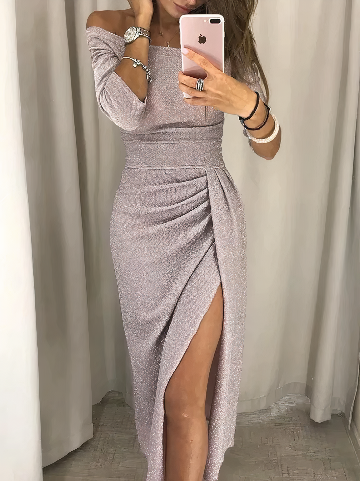 Verführerisches Damen Bleistiftkleid – schulterfrei mit Pailletten, für festliche Anlässe 7