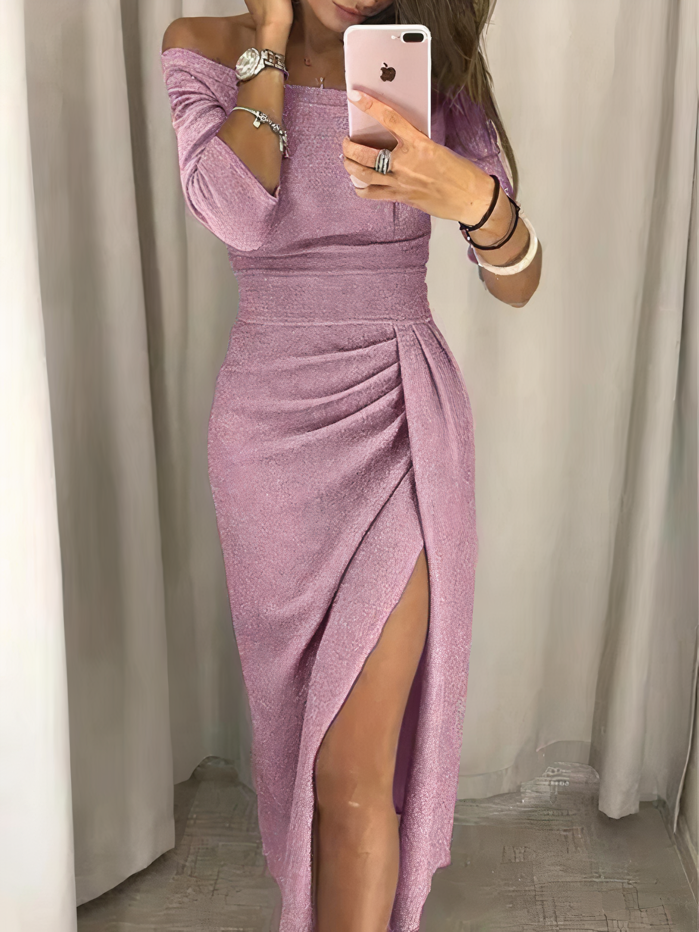 Verführerisches Damen Bleistiftkleid – schulterfrei mit Pailletten, für festliche Anlässe 8