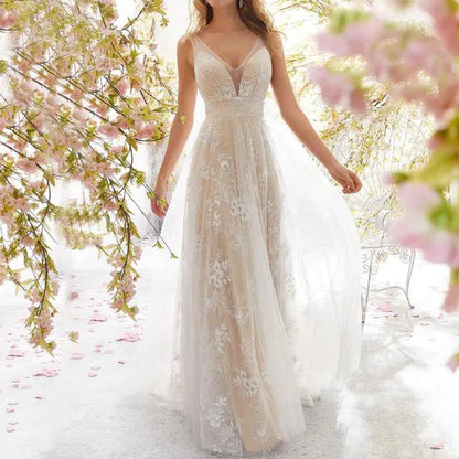 Verführerisches Damen Maxi-Kleid – ärmellos mit Spitzendetails, Mesh, für Partys und Sommerabende 2