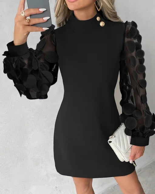 Verspielt & bequemes Damen Minikleid – Laternenärmel, Baumwolle, für Freizeit und besondere Anlässe 0