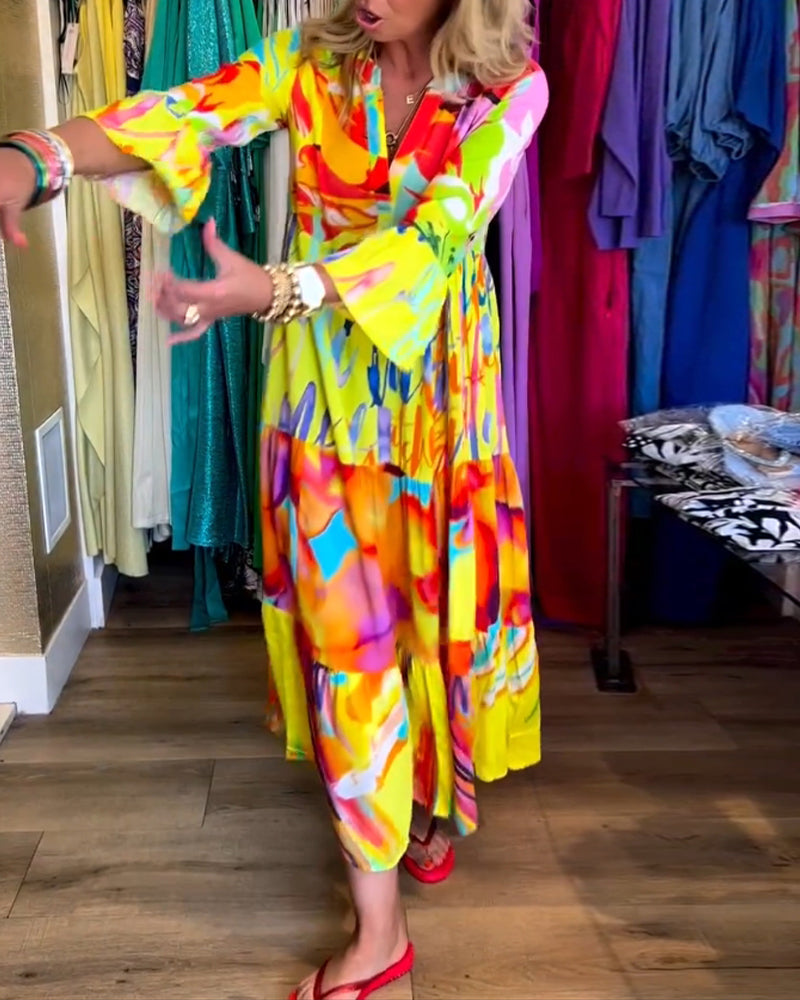 Verspielt damen kleid – ausgestellte ärmel, baumwolle, für festliche anlässe 1