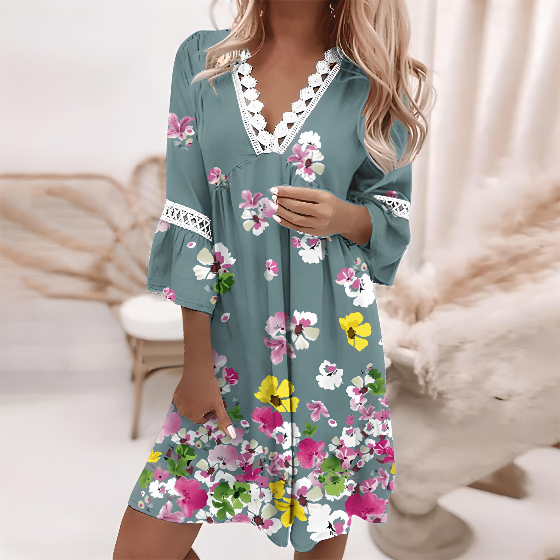 Vielseitiges Damenkleid – V-Ausschnitt, hochwertige Stoffe, für festliche Anlässe 1