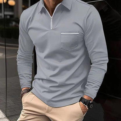 Vielseitiges Herren Poloshirt – Langarm mit Reißverschluss, atmungsaktiv, für Freizeit und Büro 2
