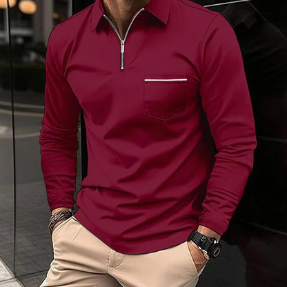 Vielseitiges Herren Poloshirt – Langarm mit Reißverschluss, atmungsaktiv, für Freizeit und Büro 5