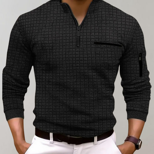 Vielseitiges Herren Poloshirt mit langen Ärmeln – klassischer Schnitt, Baumwolle, für Freizeit und Büro 0