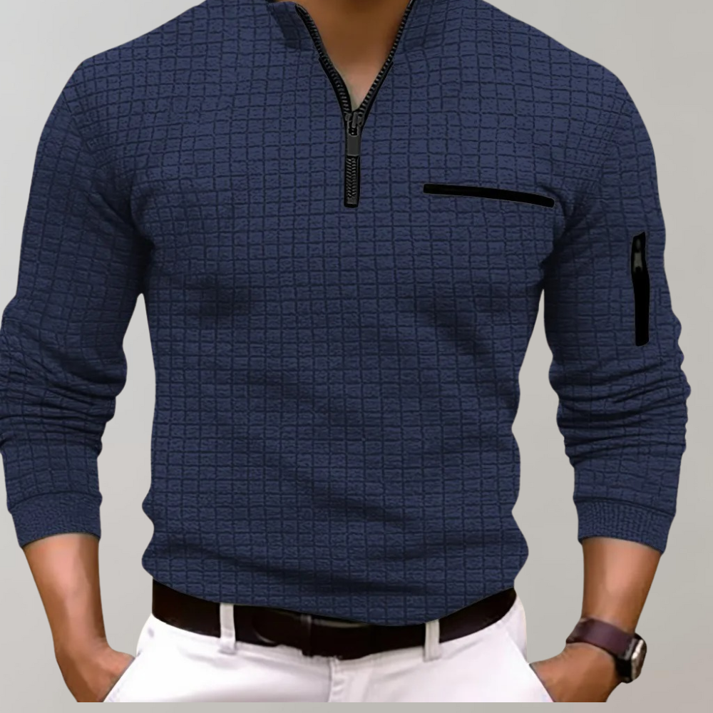 Vielseitiges Herren Poloshirt mit langen Ärmeln – klassischer Schnitt, Baumwolle, für Freizeit und Büro 1
