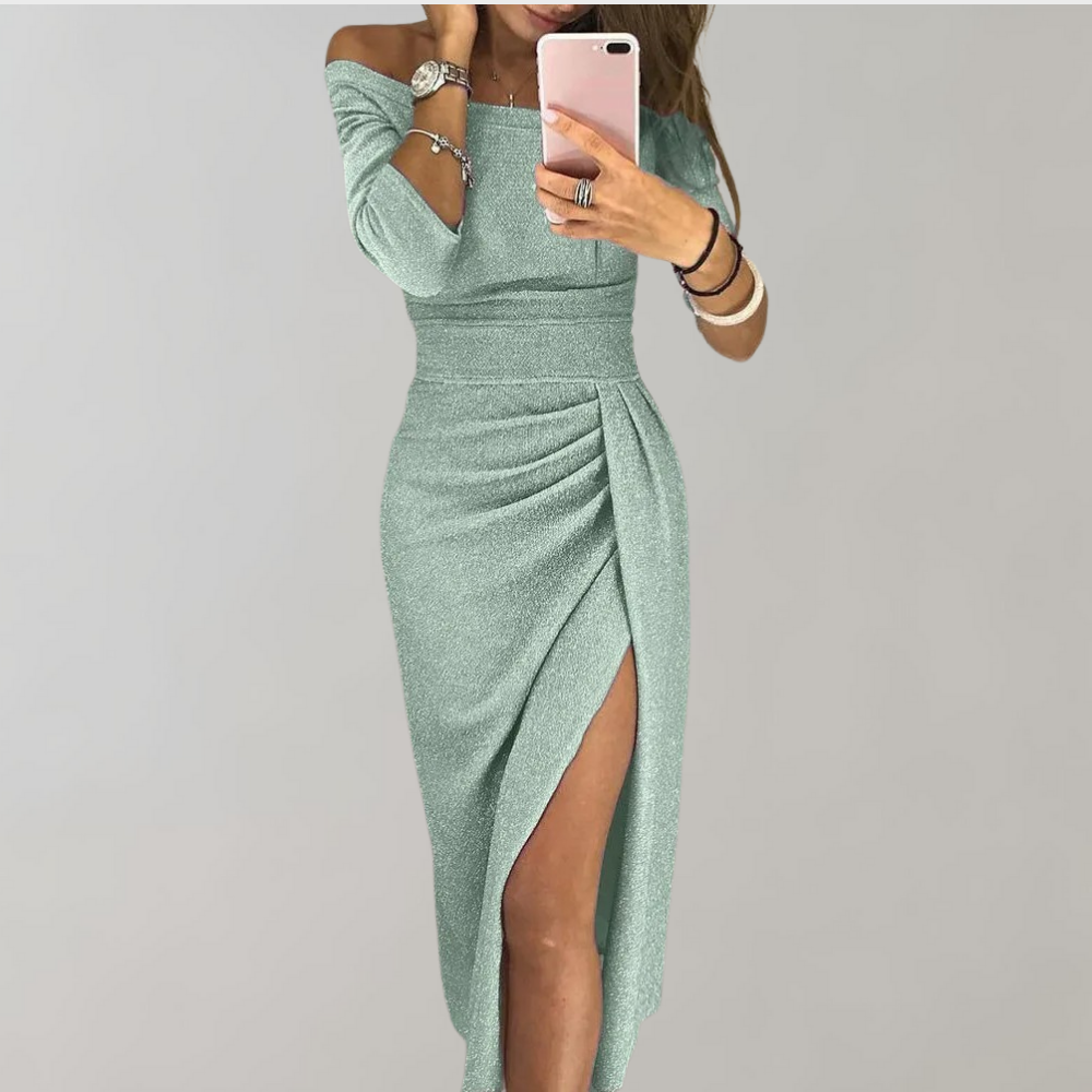 Elegantes Abendkleid mit Pailletten für Frauen, lang geschnittenes Kleid für Hochzeiten und halbformelle Veranstaltungen