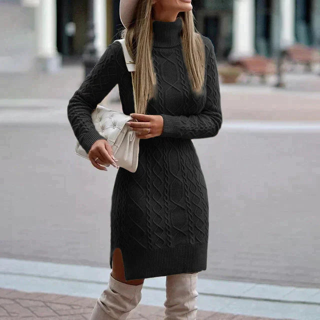 Warmes und gemütliches Damen Strickkleid – klassischer Schnitt, hochwertige Materialien, für Herbst und Winter 1