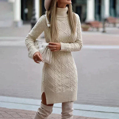Warmes und gemütliches Damen Strickkleid – klassischer Schnitt, hochwertige Materialien, für Herbst und Winter 2