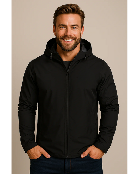 Men’s Waterproof Windbreaker Adjustable Hood & Zip Design
