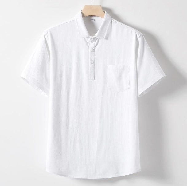 Leichtes Leinen Poloshirt Herren, Atmungsaktive Freizeitkleidung, Entspannte Passform, Maschinenwaschbar-6