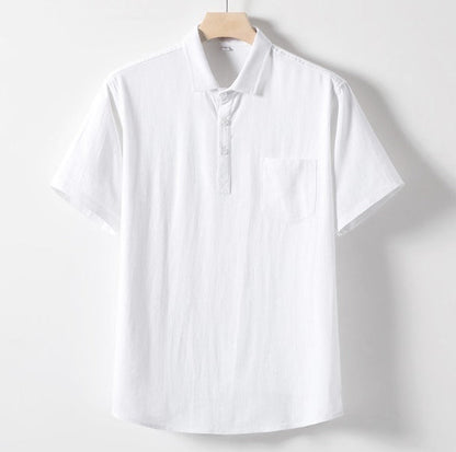 Leichtes Leinen Poloshirt Herren, Atmungsaktive Freizeitkleidung, Entspannte Passform, Maschinenwaschbar-6
