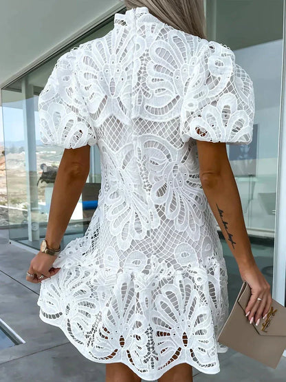 Elegantes Damenkleid Mit Puffärmeln – Leichtes Festliches Kleid Für Sommerliche Anlässe