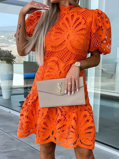 Elegantes Damenkleid Mit Puffärmeln – Leichtes Festliches Kleid Für Sommerliche Anlässe