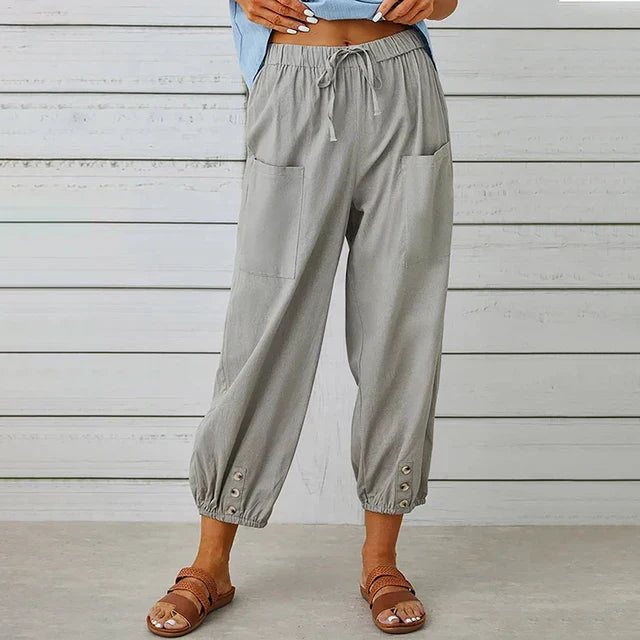 Variant image for Bequeme Lässige Caprihosen Damen Mit Verstellbarem Kordelzug Und Funktionalen Taschen-31