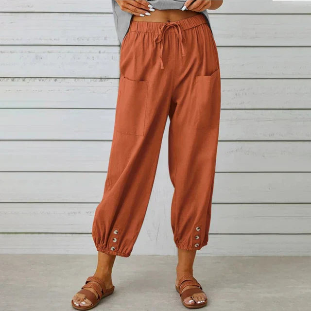 Variant image for Bequeme Lässige Caprihosen Damen Mit Verstellbarem Kordelzug Und Funktionalen Taschen-45