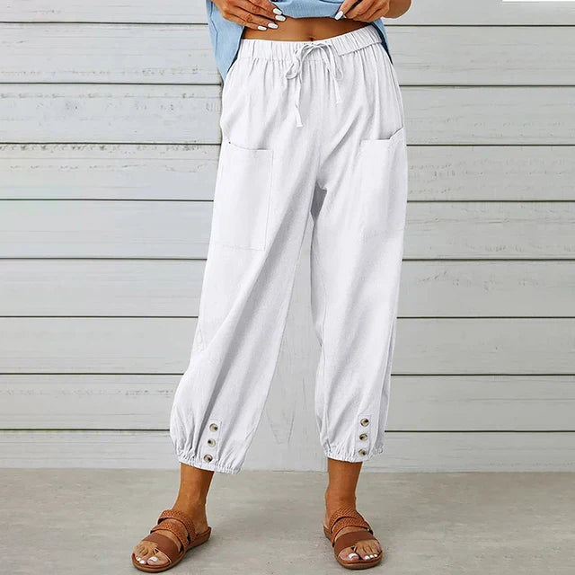 Variant image for Bequeme Lässige Caprihosen Damen Mit Verstellbarem Kordelzug Und Funktionalen Taschen-24