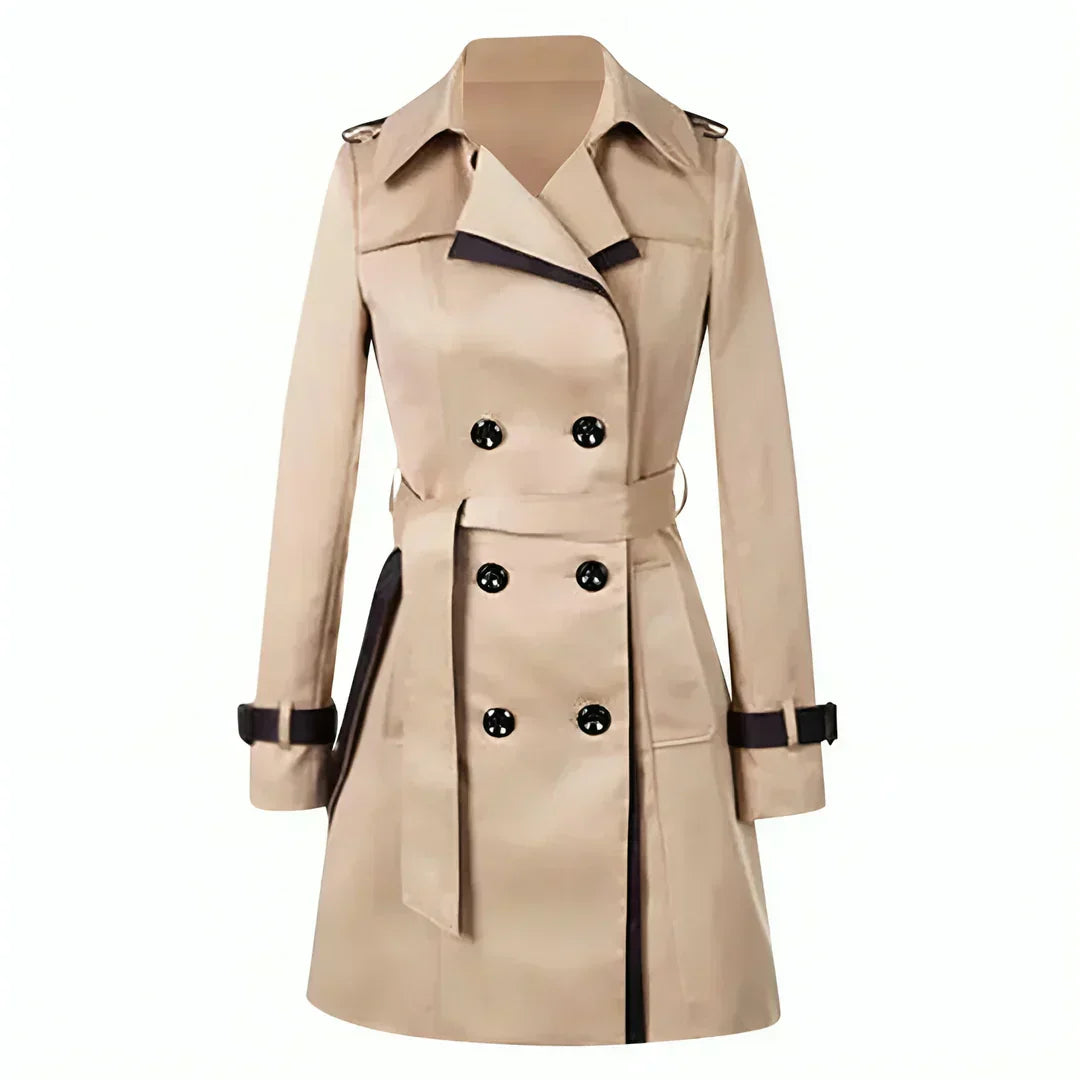 Women’s Belted Short Trench Coat Elegant Double-Breasted Style