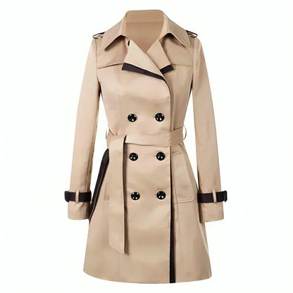 Women’s Belted Short Trench Coat Elegant Double-Breasted Style