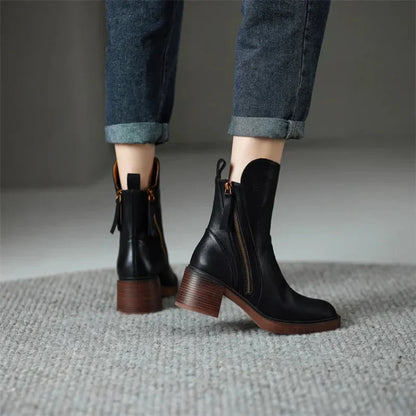 Women’s Zip-up Ankle Boots with Block Heel