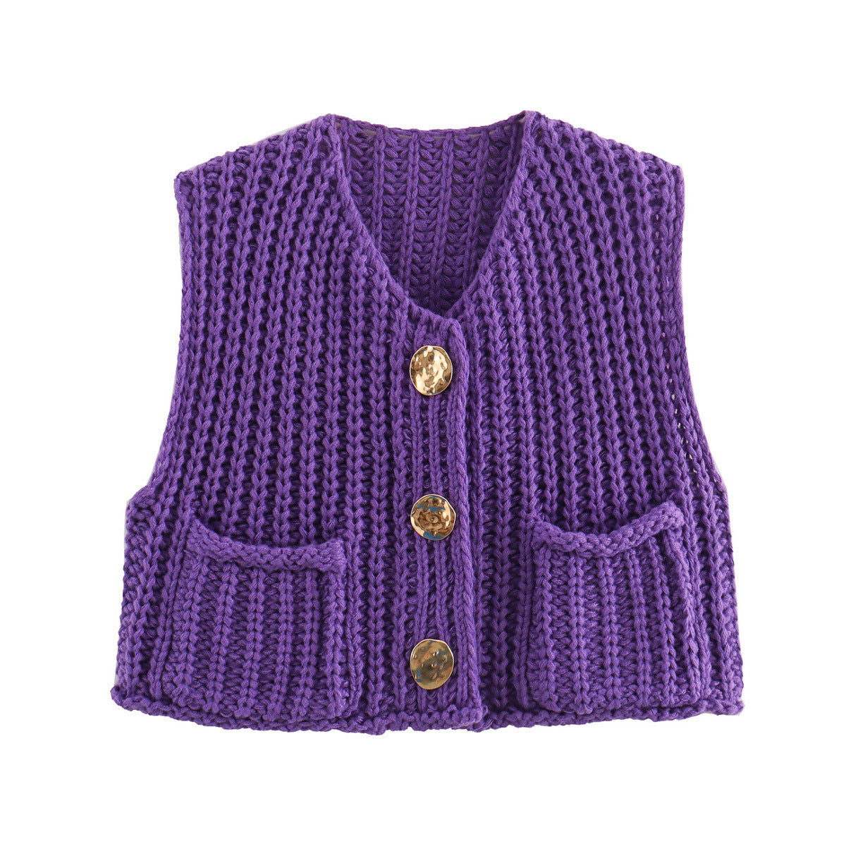 Ärmellose Strickweste Damen mit Taschen, Bequeme Passform für Jeden Anlass, Lange Weste für Vielseitigen Stil