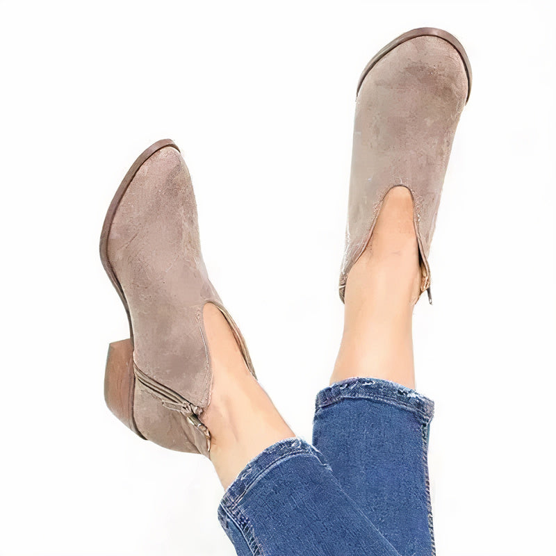 Stilvolle Knöchelstiefel Für Frauen Aus Hochwertigem Leder Mit Weicher Sohle Und Reißverschluss-4