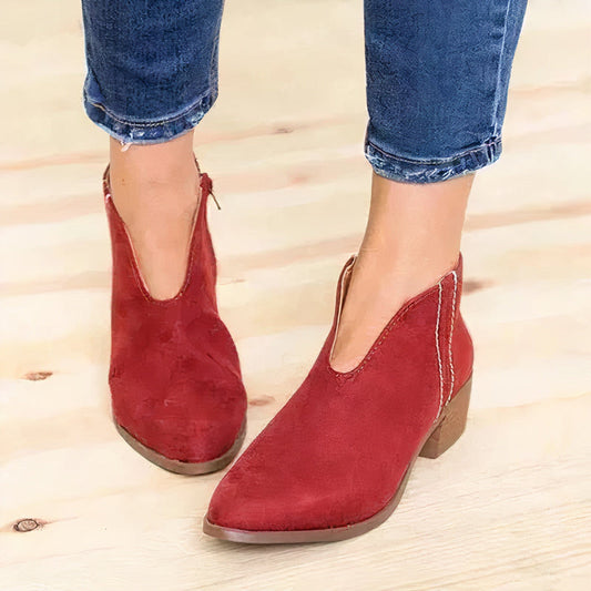 Stilvolle Knöchelstiefel Für Frauen Aus Hochwertigem Leder Mit Weicher Sohle Und Reißverschluss-1