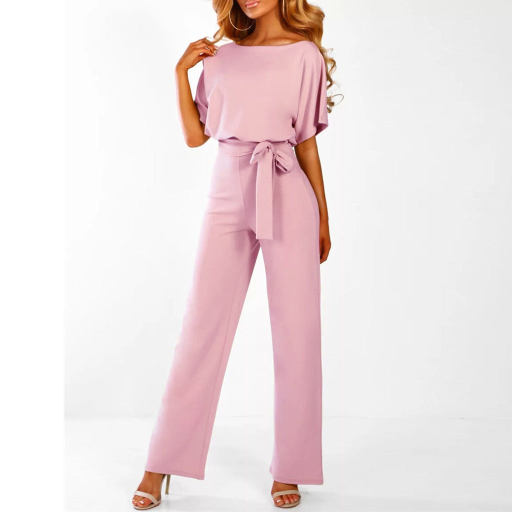 Chic Belted Jumpsuit for Women Stylish Wide-Leg Fit for Effortless Elegance