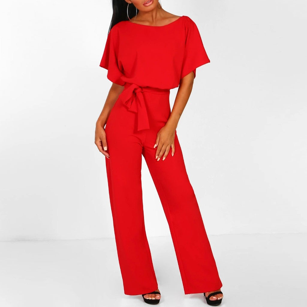 Chic Belted Jumpsuit for Women Stylish Wide-Leg Fit for Effortless Elegance