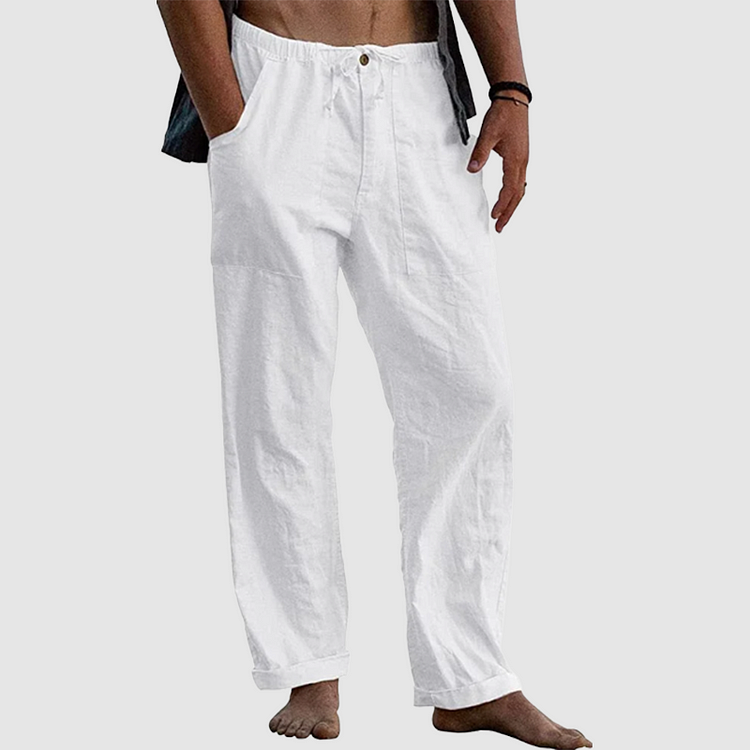 Leinenhose Damen Mit Verstellbarem Taillenkordelzug, Entspannte Sommerhose, Atmungsaktiv und Pflegeleicht-4