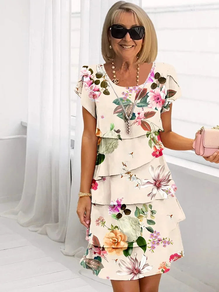 Variant image for Elegantes Blumen-Rüschenkleid für Damen, Plus-Size, Festliche Kleider für Hochzeitsgäste, Sommermode-7