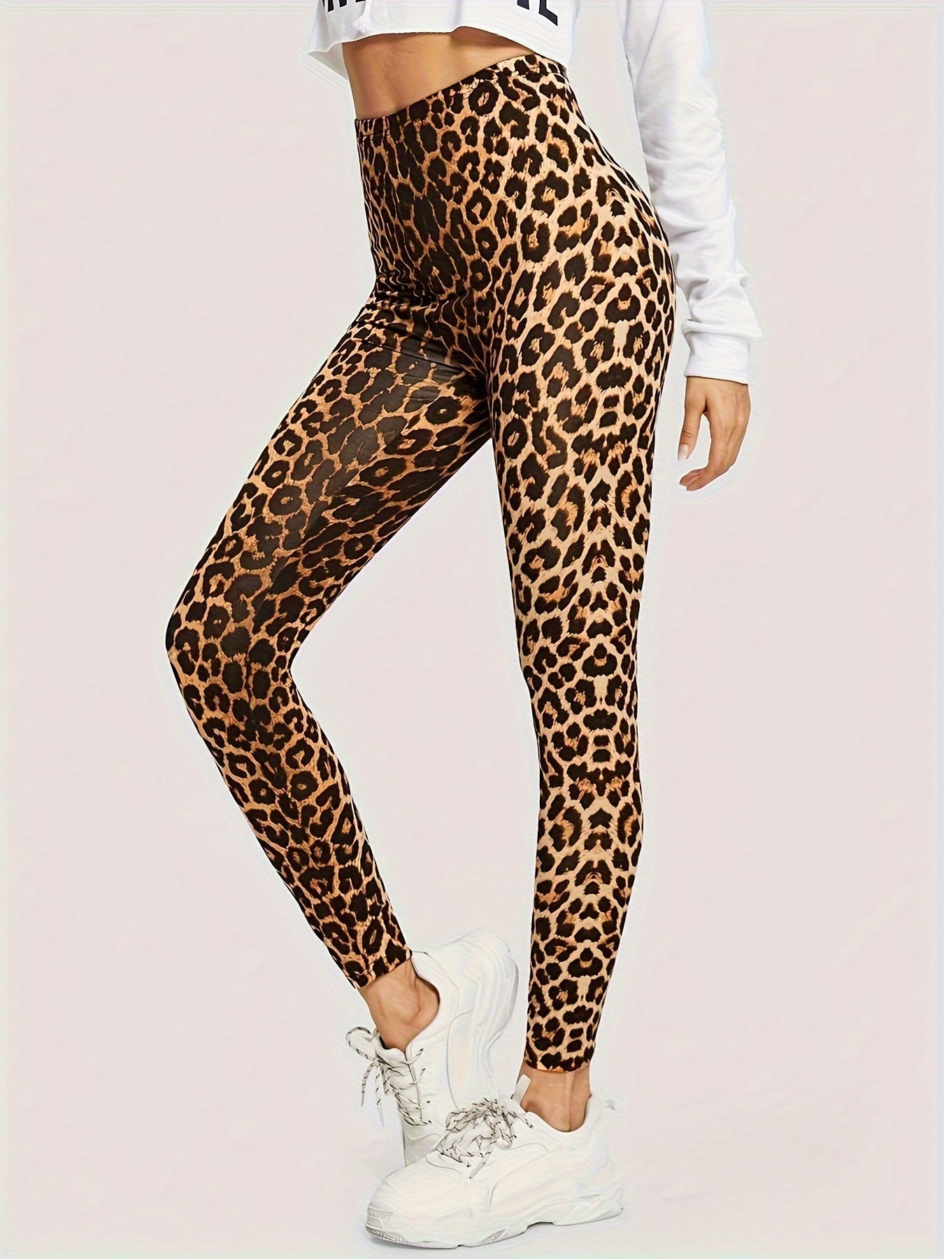 Leggings Damen mit Leopardenmuster, Bequemer Stretchstoff, Vielseitig Einsetzbar für Freizeit und Training-5