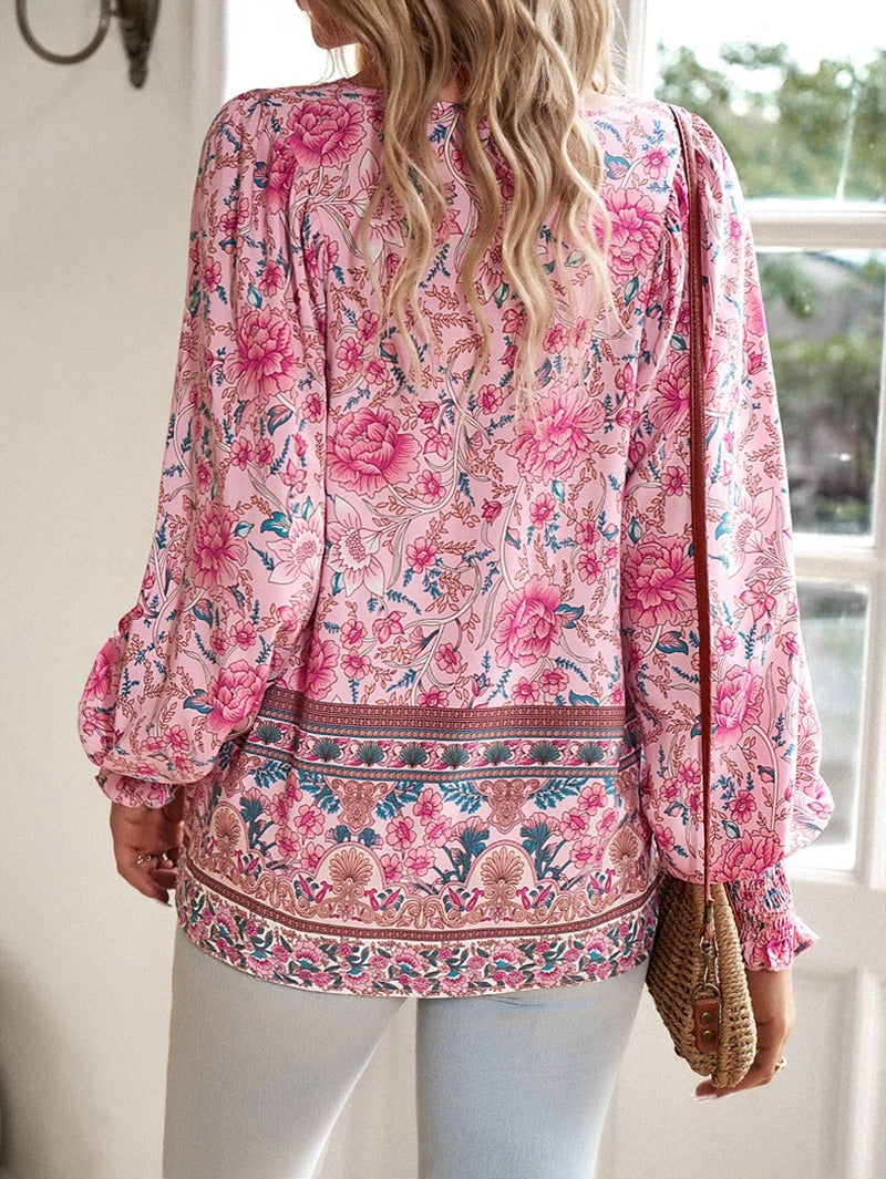 Damenbluse Sommer, Leichtes Baumwolltop Mit Einstellbarem Schnitt Und Boho-Design-4