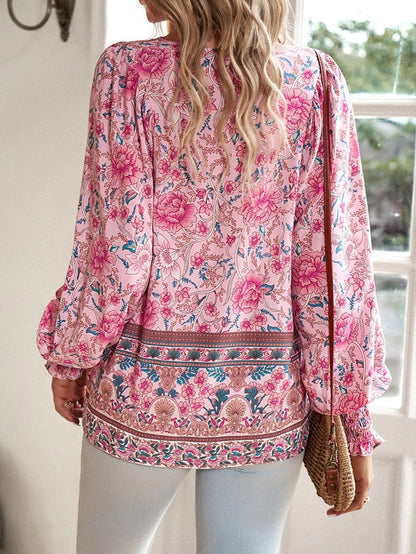 Damenbluse Sommer, Leichtes Baumwolltop Mit Einstellbarem Schnitt Und Boho-Design-4