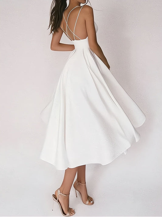 Elegantes V-Ausschnitt-Damenkleid aus Premium-Stoff für Hochzeitsgast und festliche Anlässe