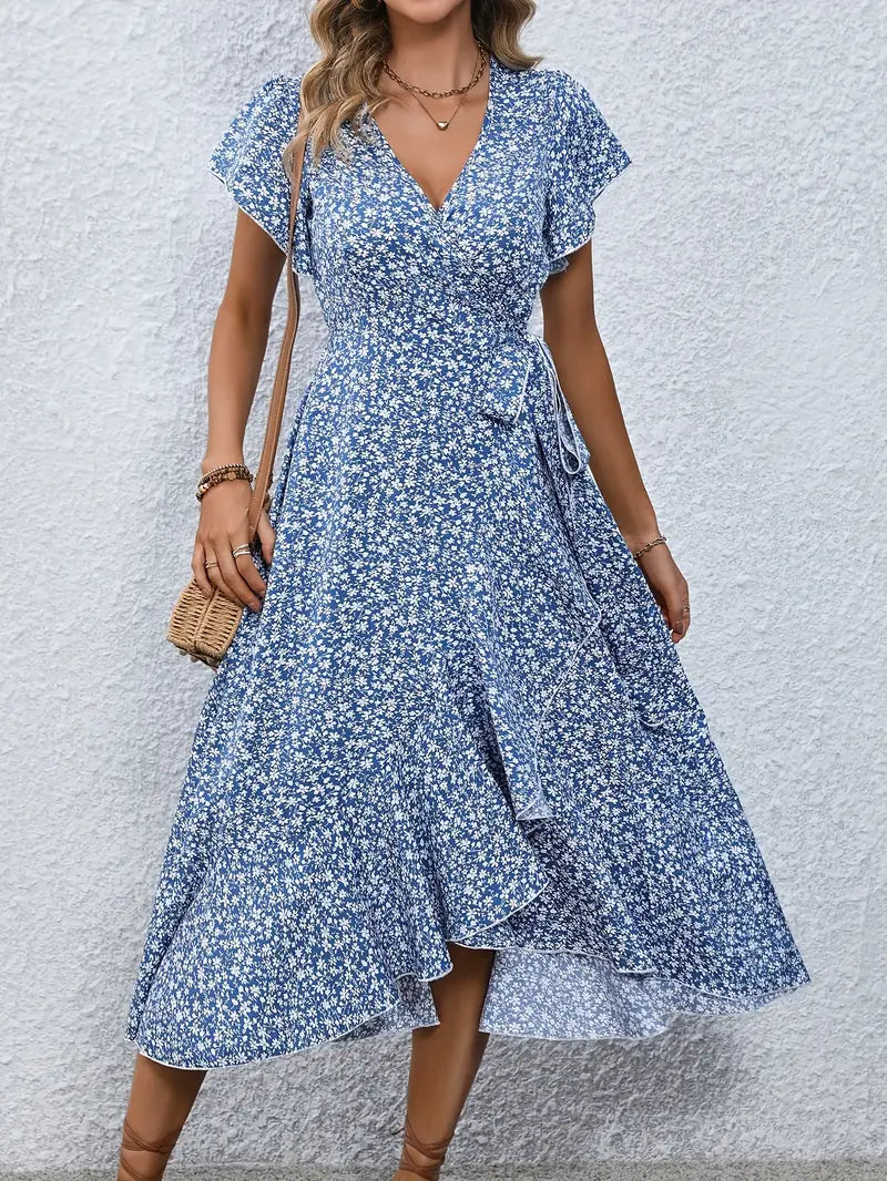 Variant image for Elegantes Damenkleid Mit Flutterärmeln Und Wickeldetails - Ideal Für Hochzeitsgäste Und Festliche Anlässe-11