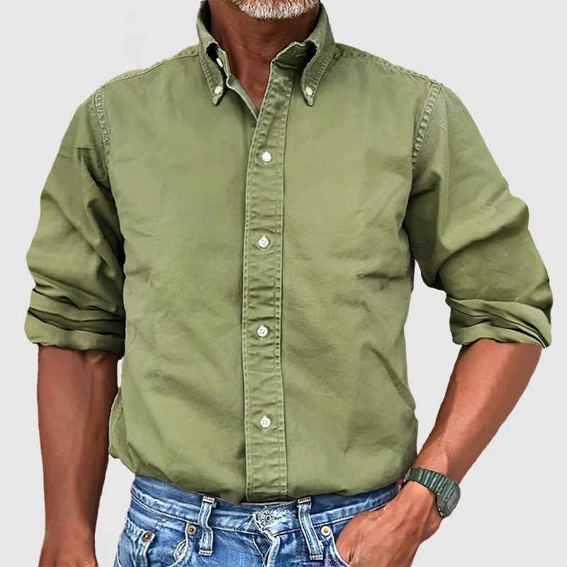 Variant image for Vintage Herren Langarmhemd Mit Verblasstem Look – Weiche Baumwollmischung, Causal & Halbformal, Ideal Für Jeden Anlass-57