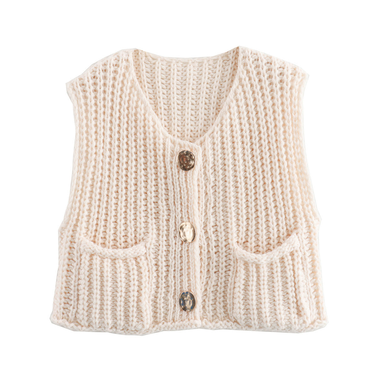 Ärmellose Strickweste Damen mit Taschen, Bequeme Passform für Jeden Anlass, Lange Weste für Vielseitigen Stil